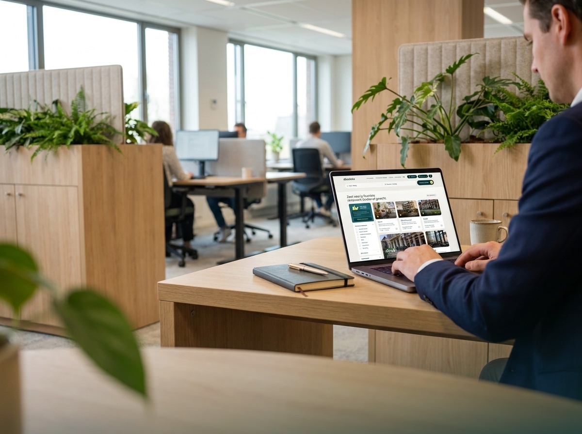 Medewerker bekijkt een bestelplatform op een laptop